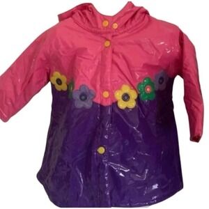 Driplets Girls Rain Coat Jacket Sz 3T Pink Purple‎